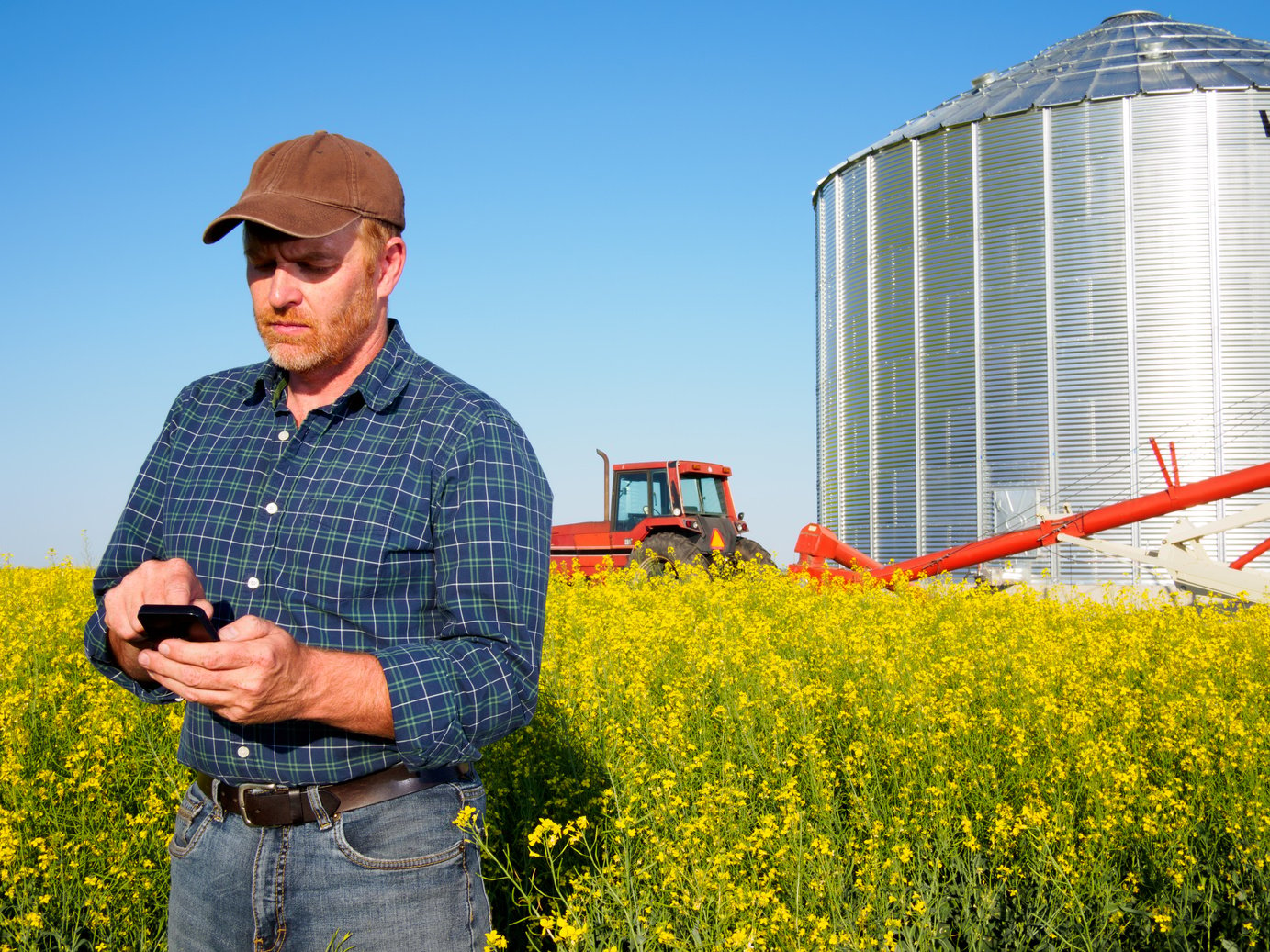 Farm Worker on the Phone